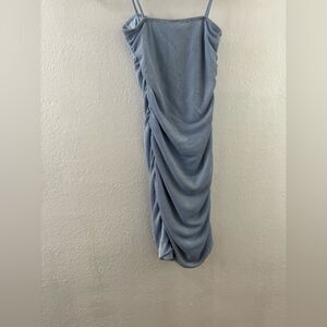 Windsor Light Blue Shimmer Ruche spaghetti strap Semi Formal Dress size S